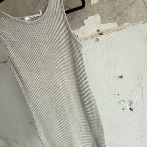 Project Social T Ribbed Tank Mini Dress Gray Casual Bodycon Minimalist Smal NWT